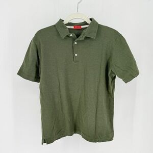 Isaia Napoli Mens Olive Green Cotton Pique Short Sleeve Polo Shirt Large Italy